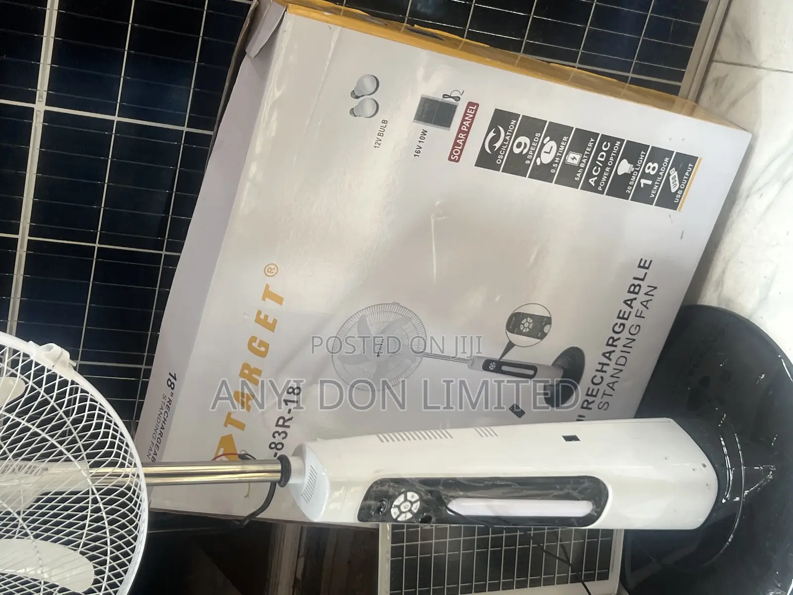 18 Inches Solar Rechargeable Standing Fan