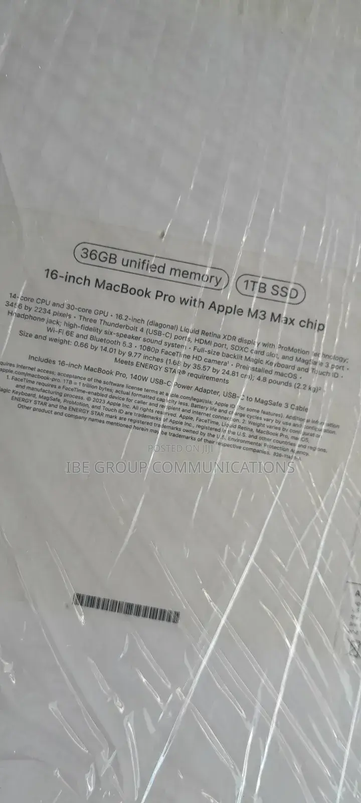New Apple MacBook Pro 2023 M3 Max 16-Inch 32GB Apple M3 Max SSD 1T