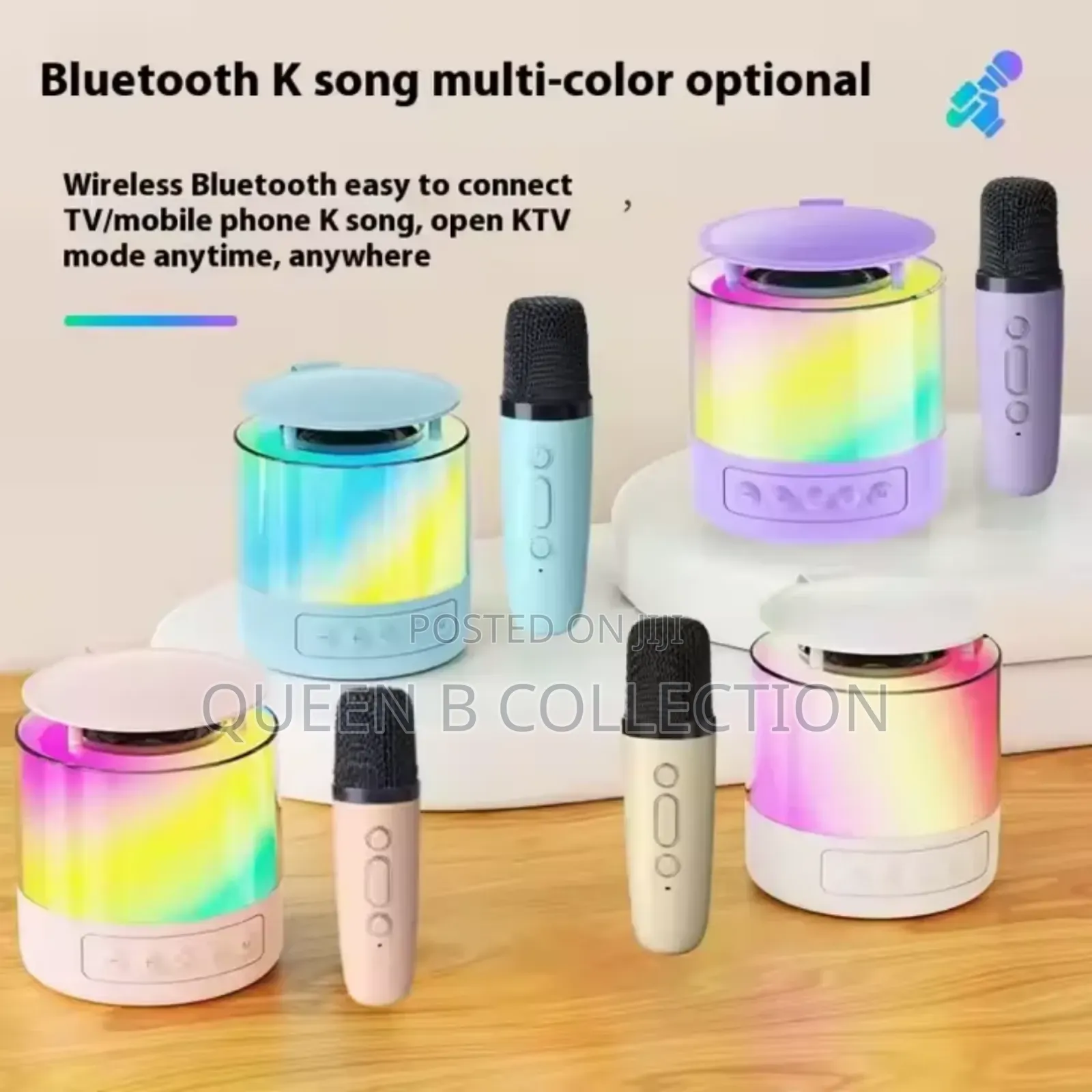 Portable Karaoke Speaker With Dual Mic and RGB Light .