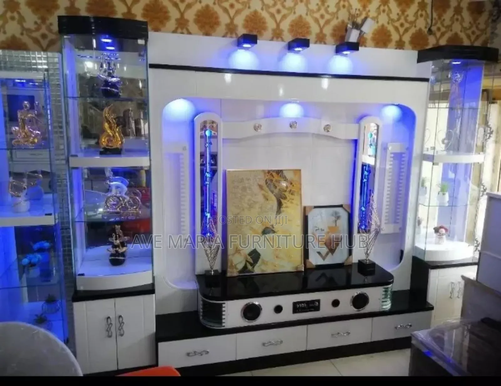 Massive Foreign Tv Wall Cabinet With Bar and Sound System.