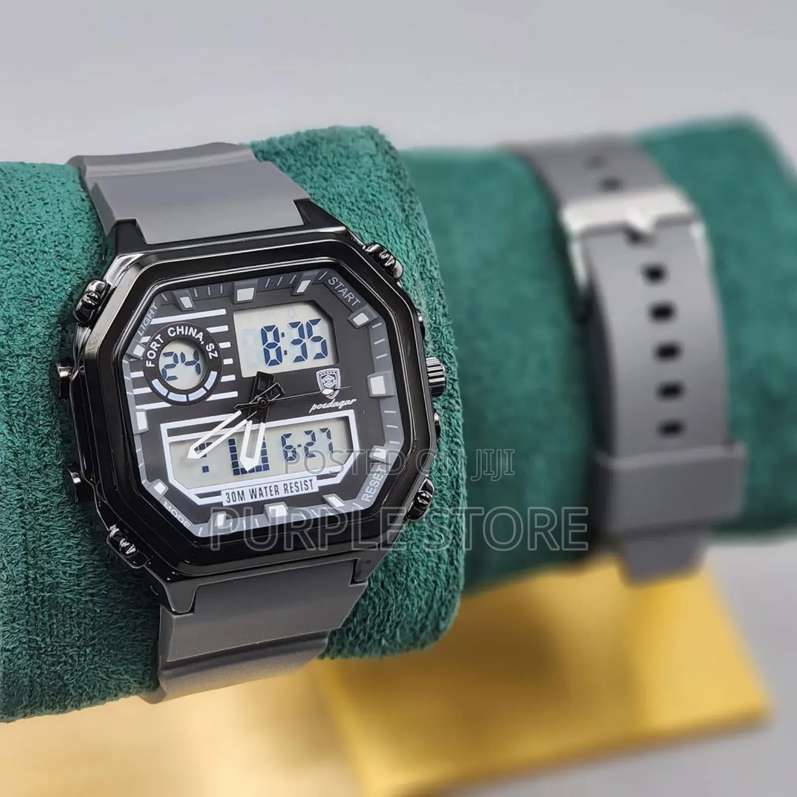 Poedagar Quality Digital and Analog Rubber Strap Watch