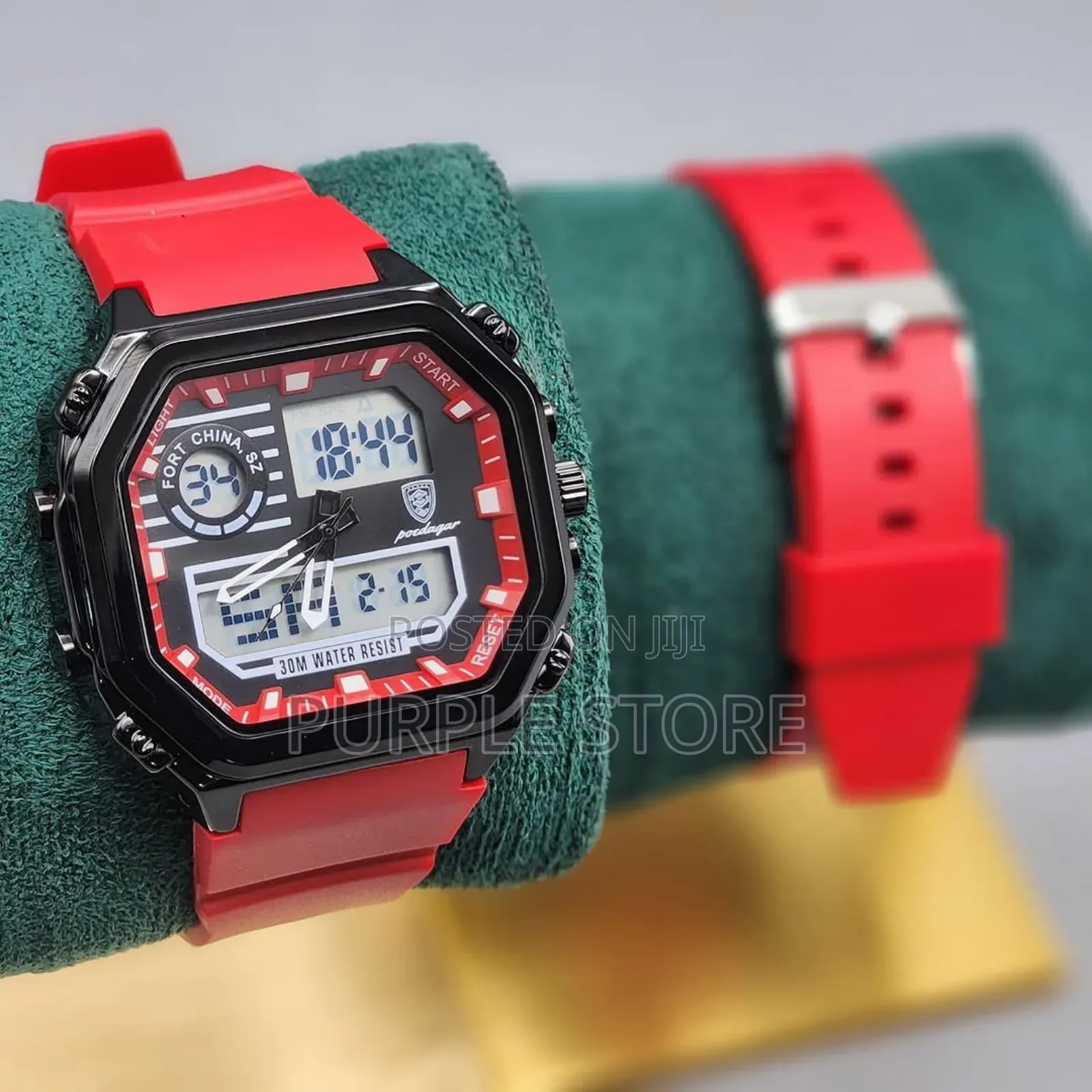 Poedagar Quality Digital and Analog Rubber Strap Watch