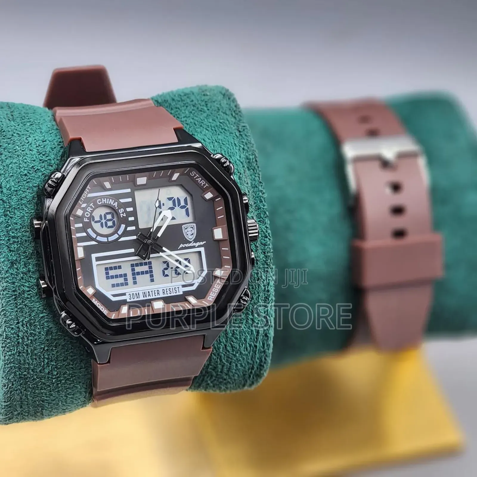Poedagar Quality Digital and Analog Rubber Strap Watch