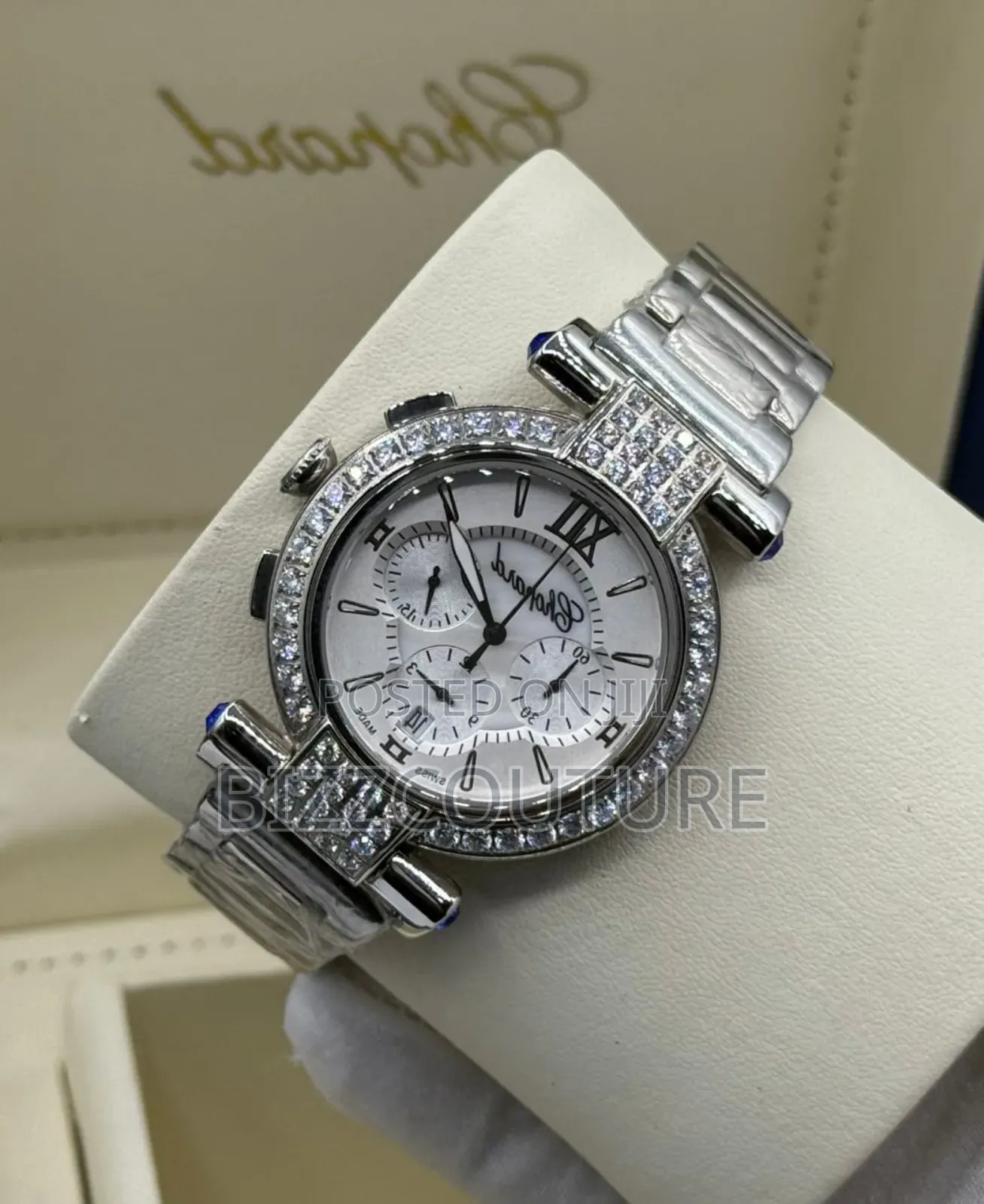 Original Iced Out Chopard Silver Stainless Steel Watch
