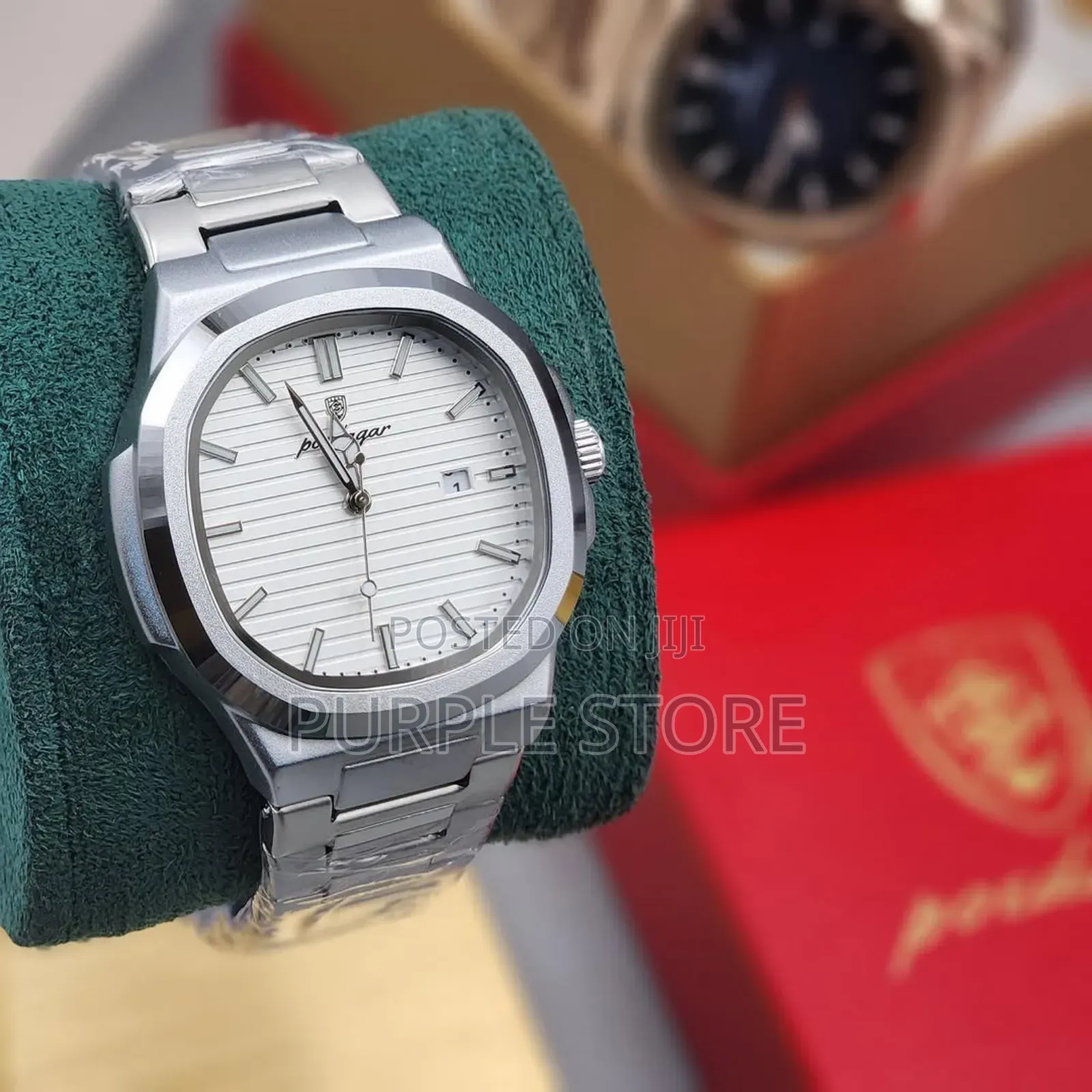 Poedagar Steel Chain Watch-With-Box-Extra Battery-Card Etc