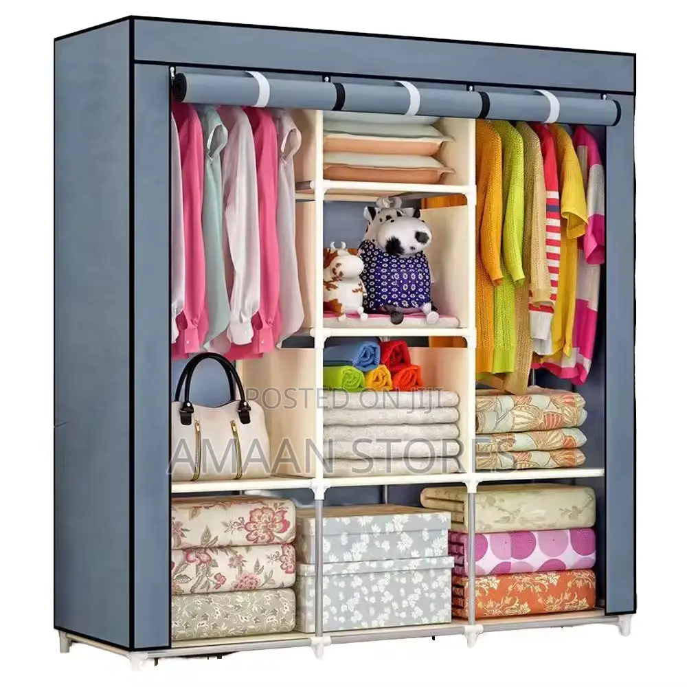 Foldable Portable Wardrobe With Roll-Up Cover – 3 Column