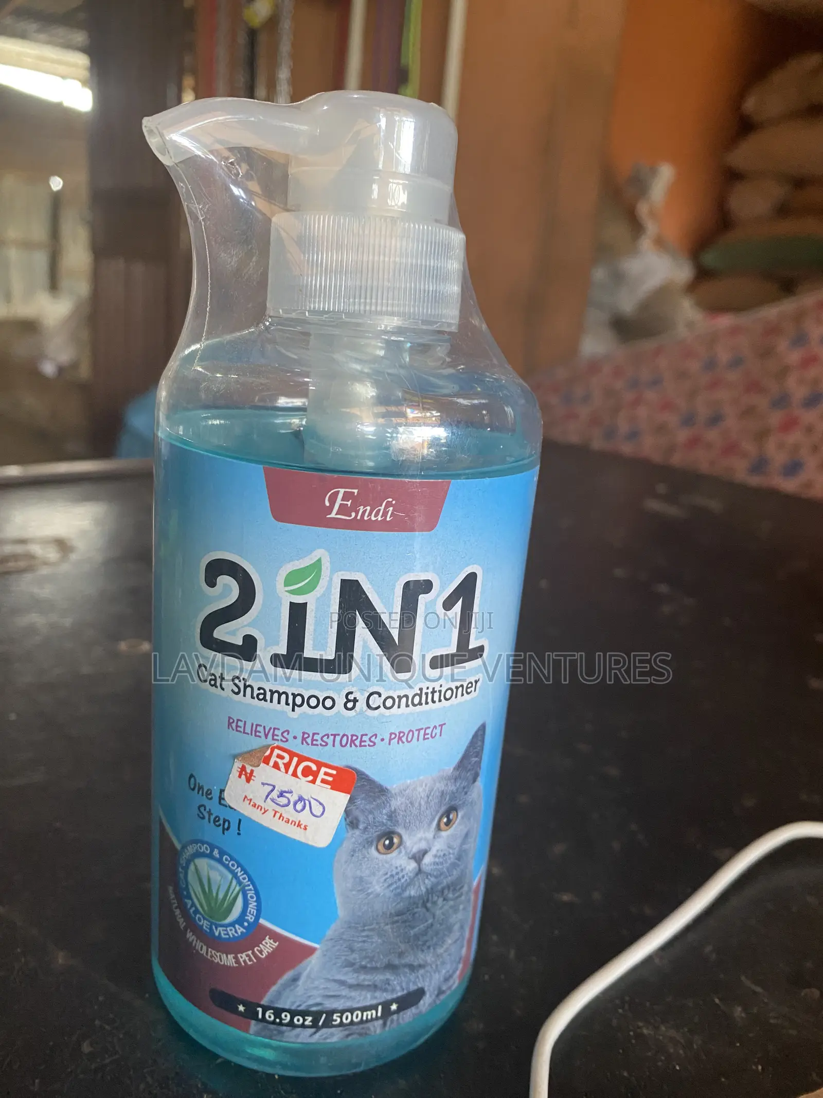 Endi 2‐In‐1 Cat Shampoo Conditioner –500 Ml With Aloe Vera
