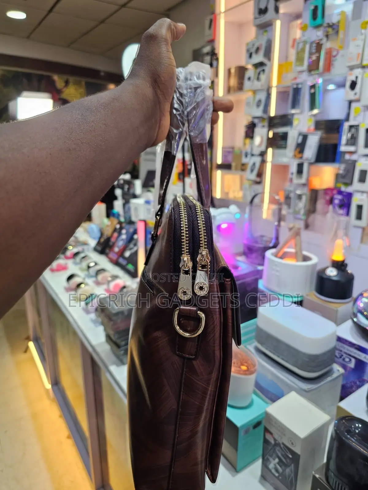 Mont Blanc Brown Leather Laptop Bag