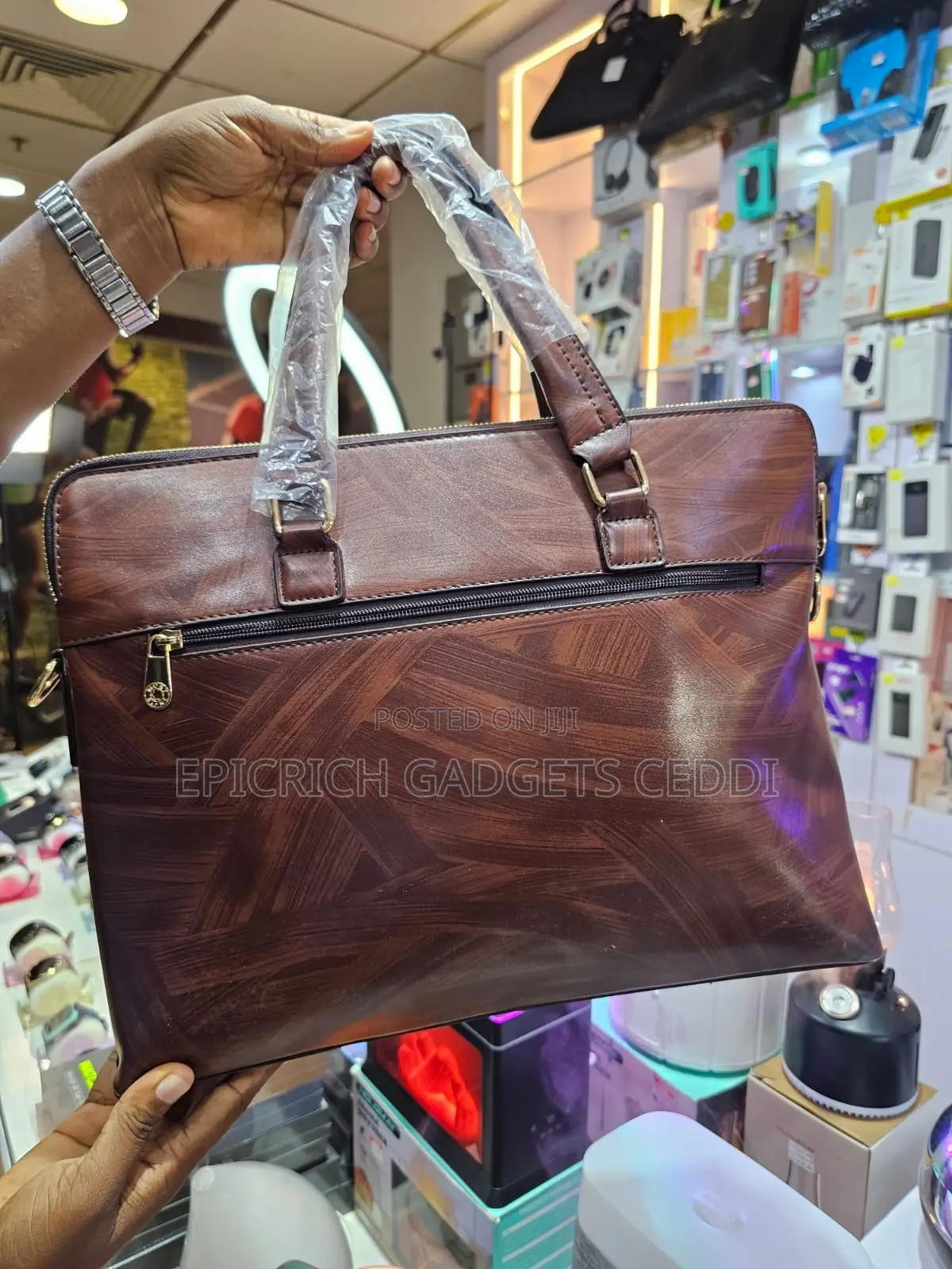 Mont Blanc Brown Leather Laptop Bag