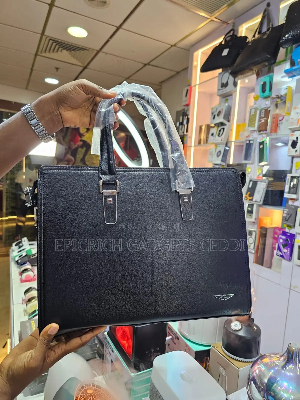 Black Leather Laptop Bag