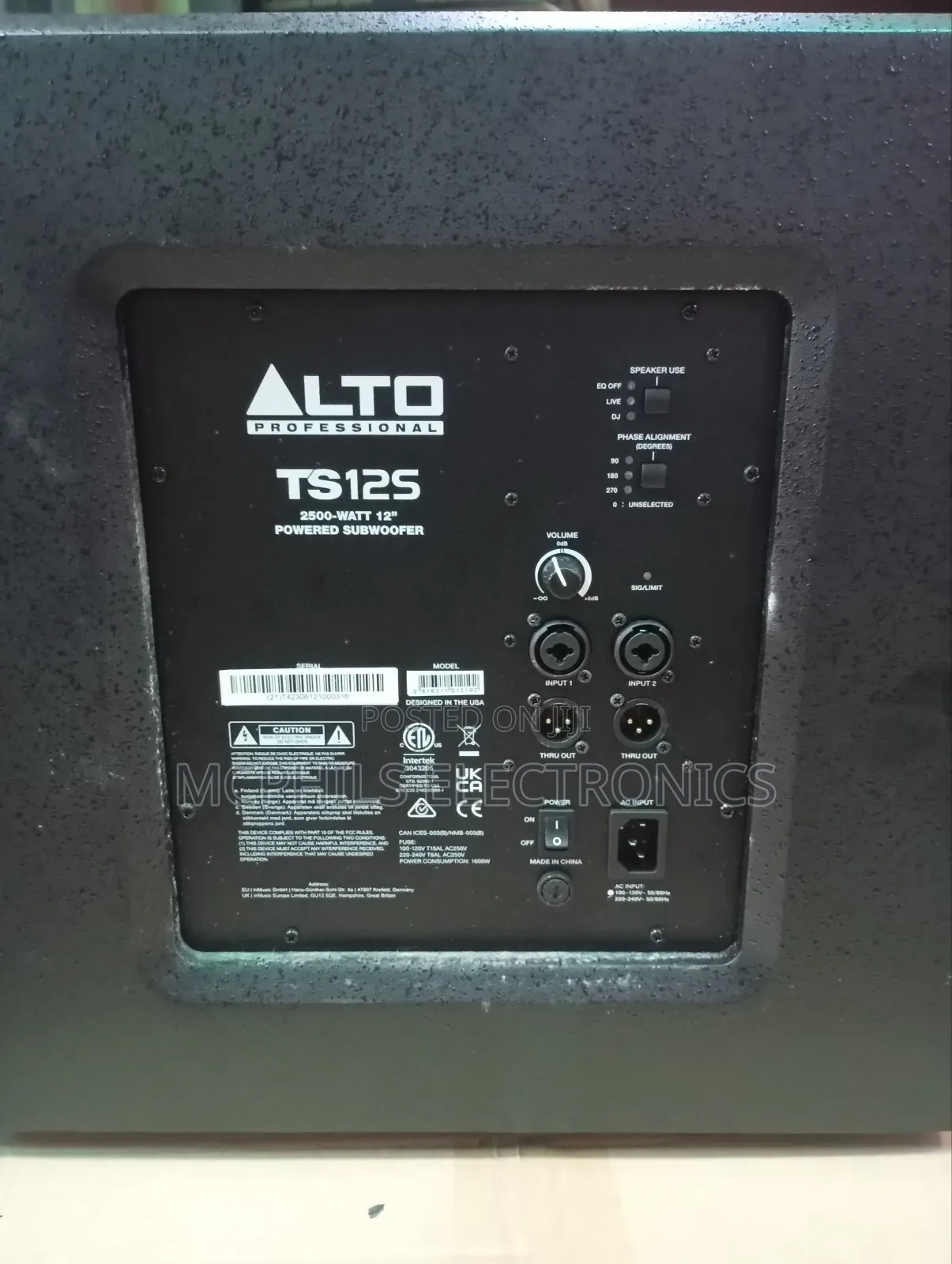 Alto Powered/Active 12 Sub Woofer