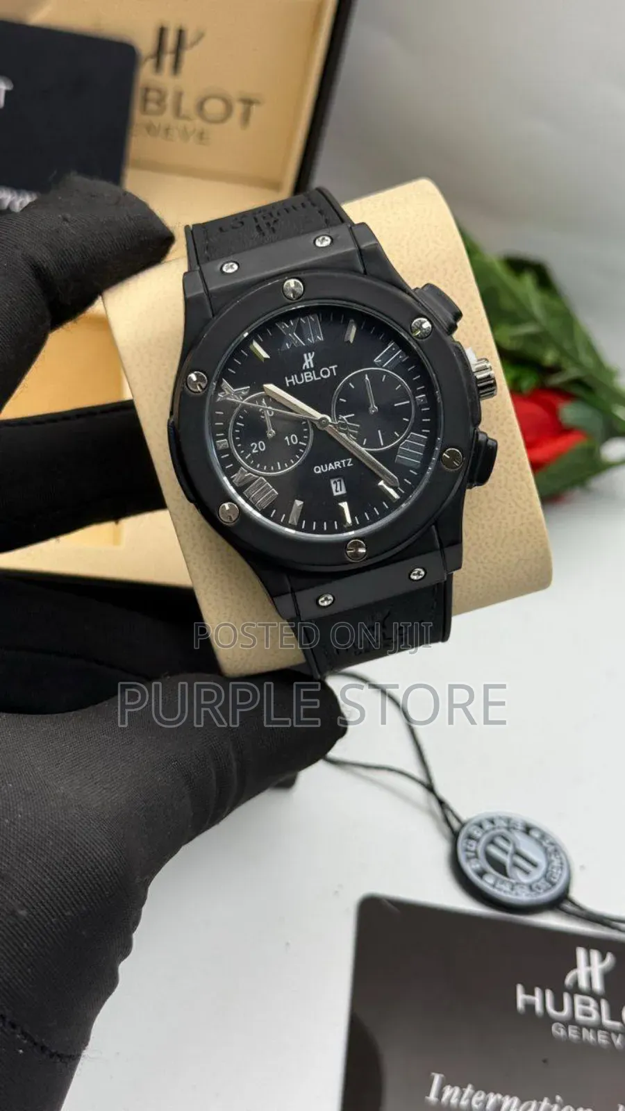 Hublot Leather-Watch-Black-Leather-for-Men