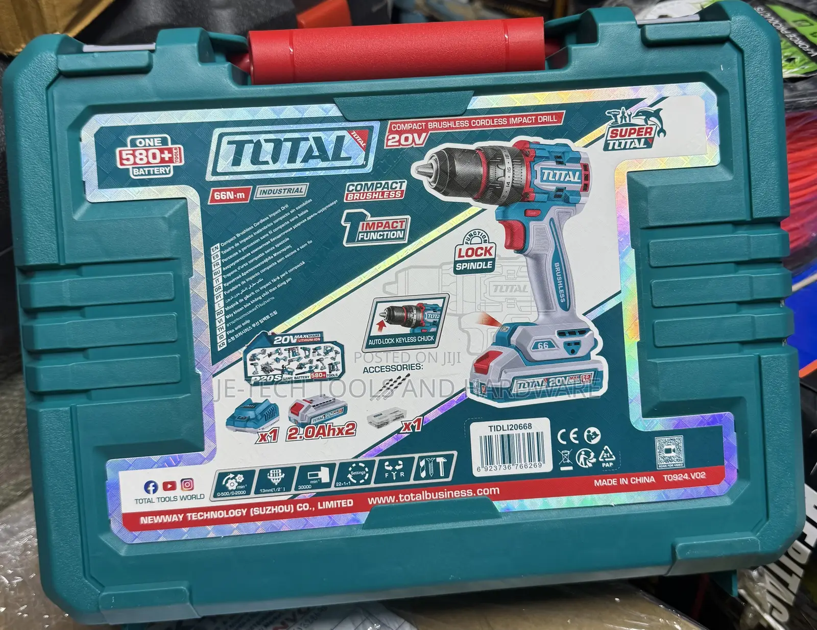 Total Cordless Impact Drill Brushless 66nm 20volt