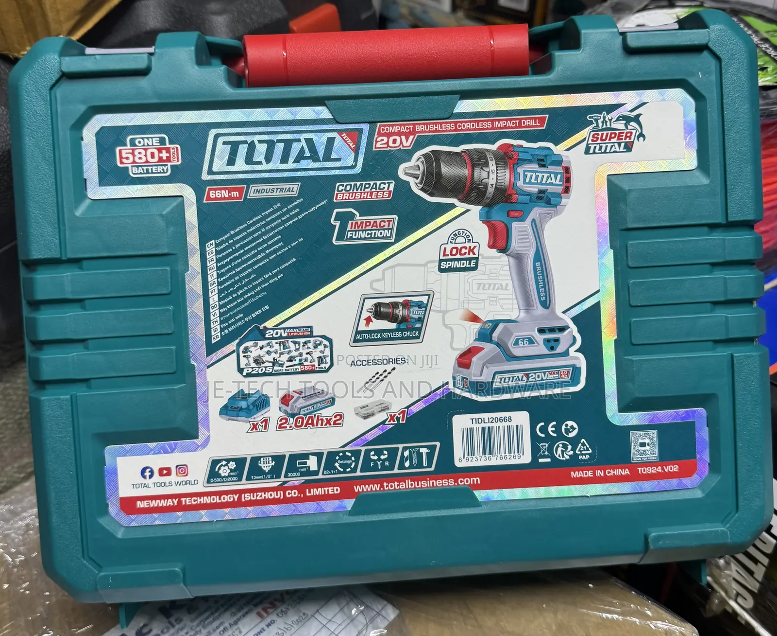 Total Cordless Impact Drill Brushless 66nm 20volt
