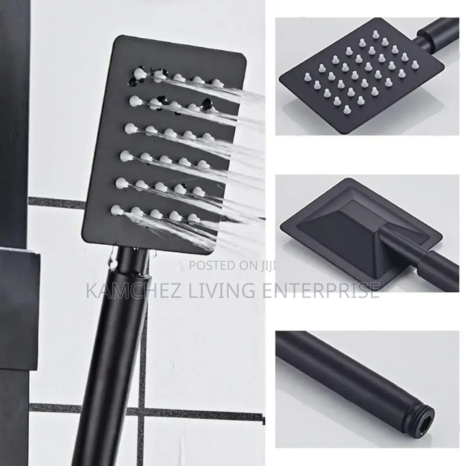 Thermostat Black Standing Shower Set | Wall Mount