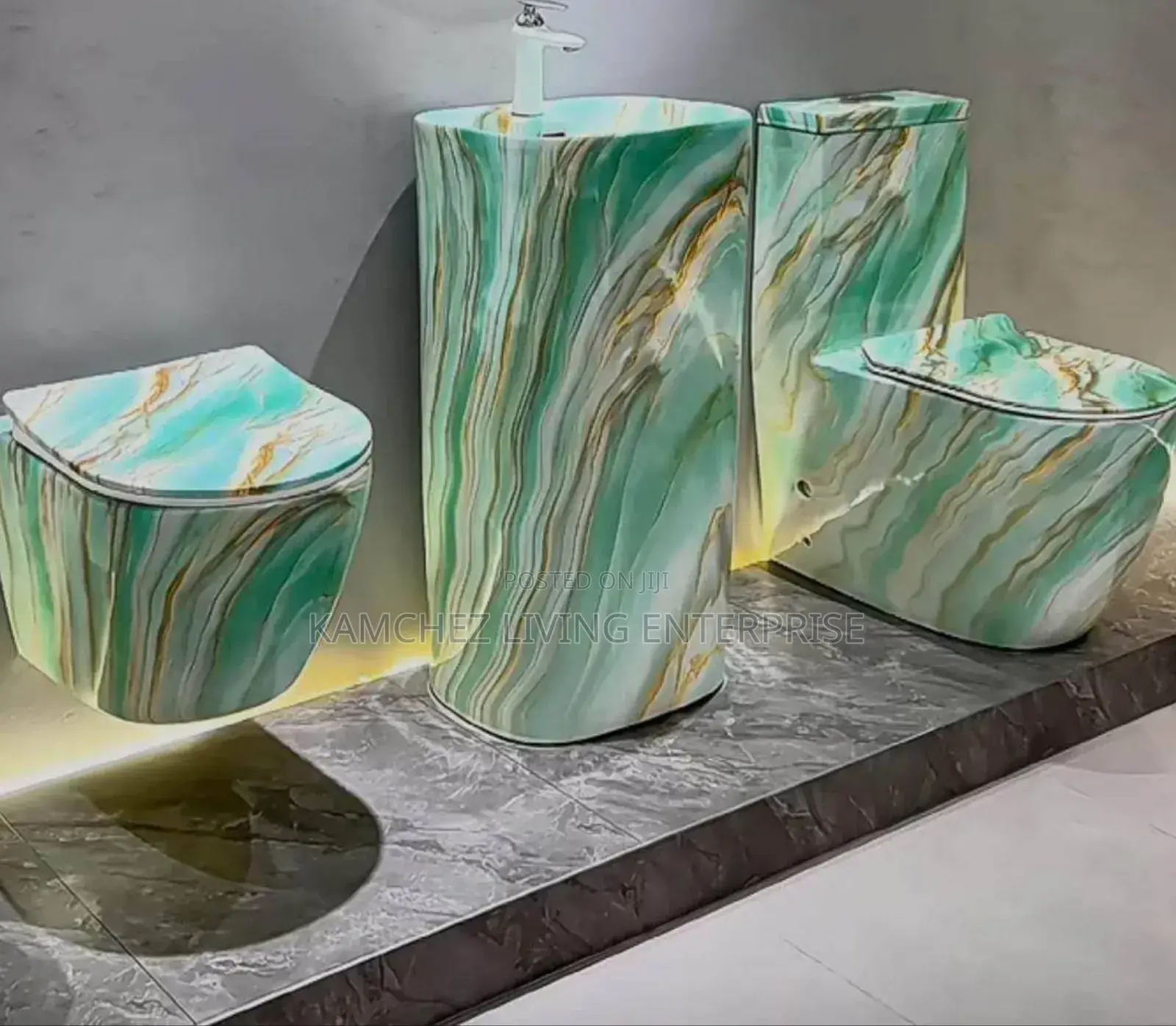 Marble Water Closet, Sink Bidet Bathroom Suite
