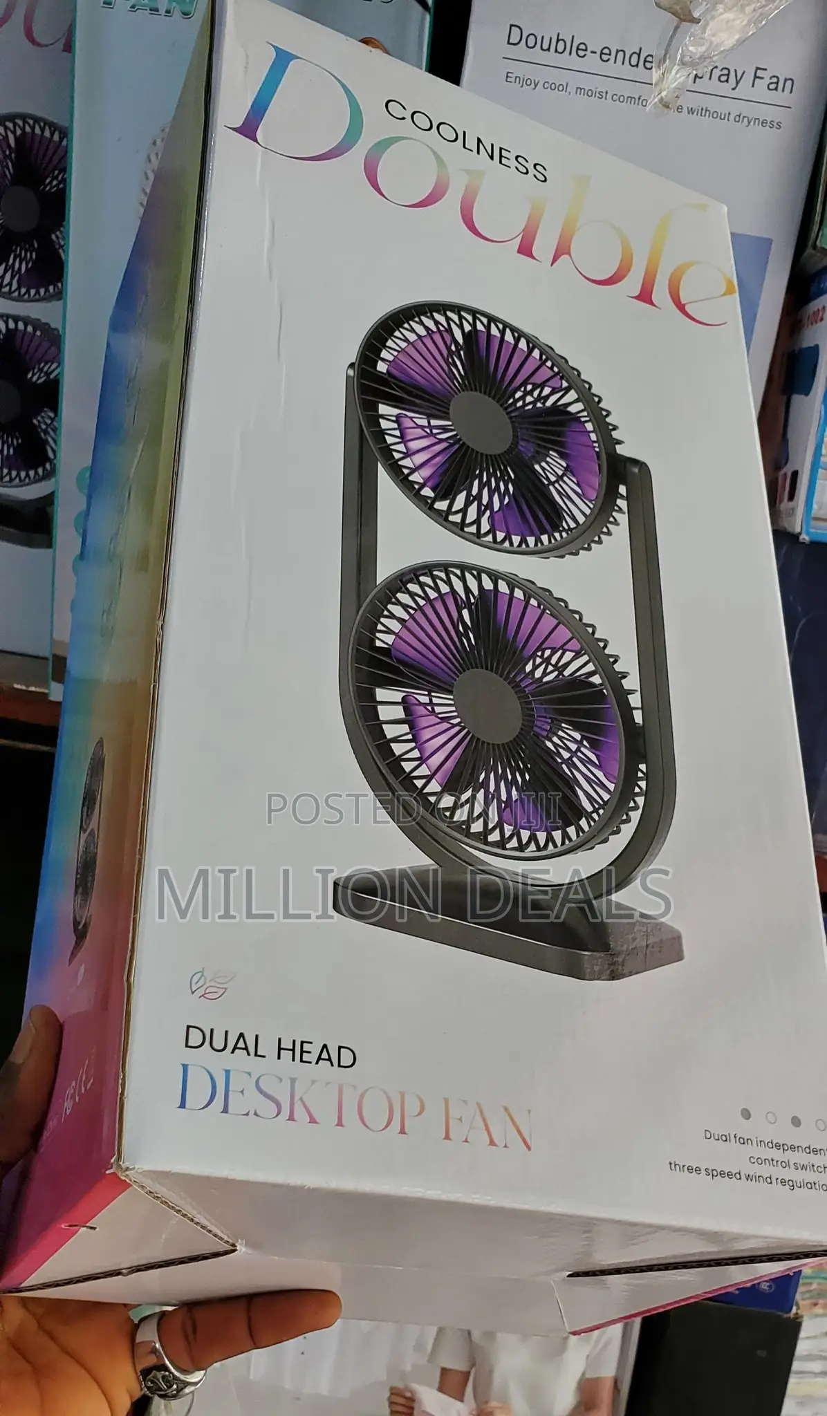 Dual Head Portable Rechargeable Fan