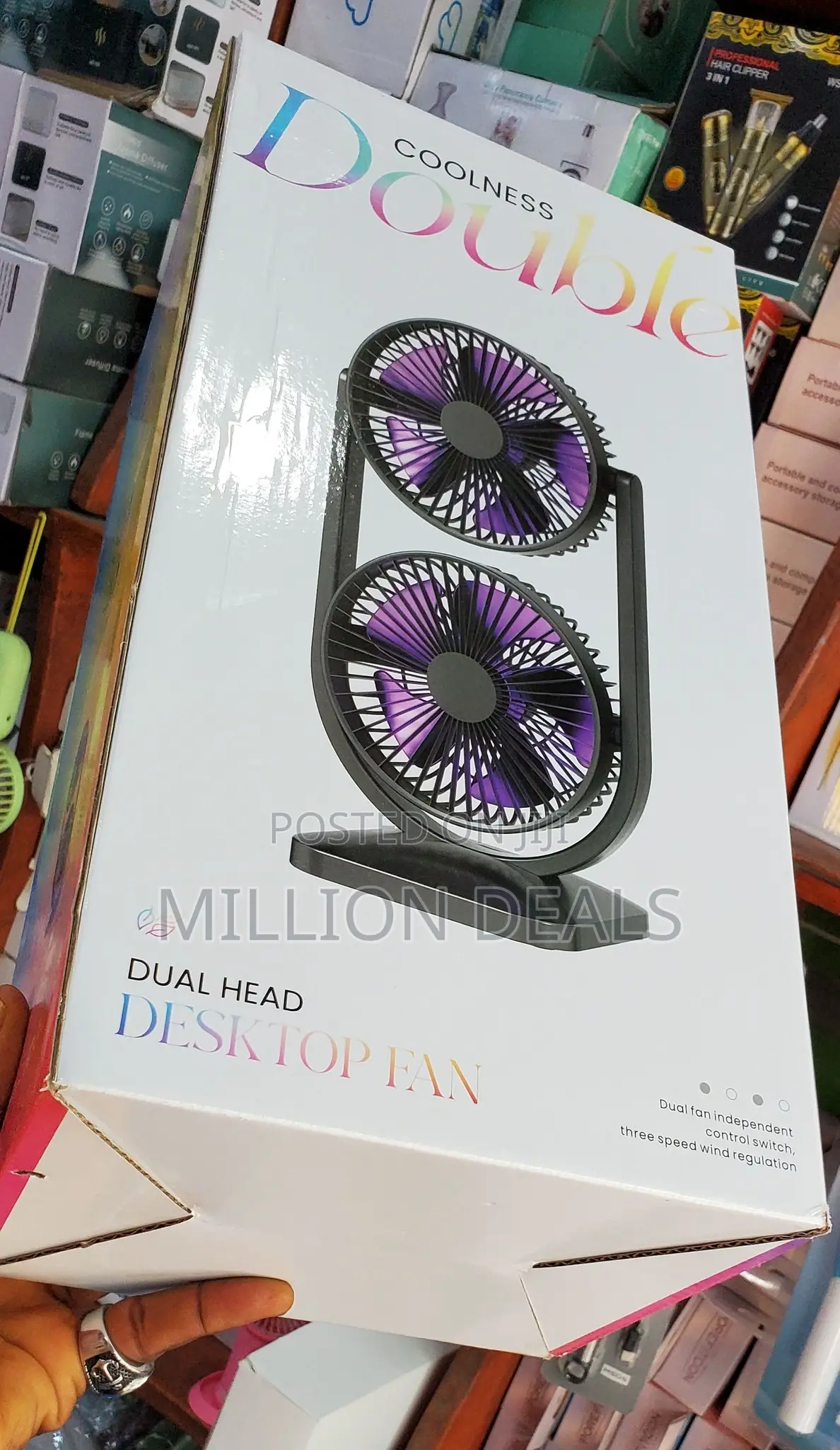 Dual Head Portable Rechargeable Fan