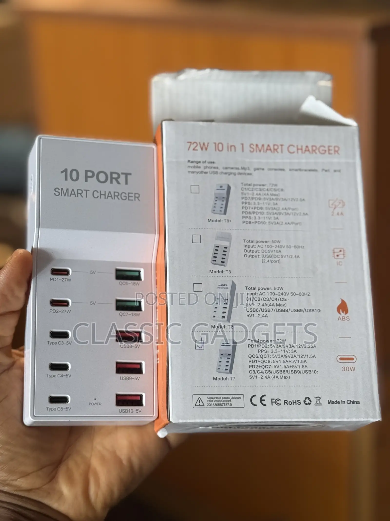 10 Ports Usb and Usb -C 72w Charging Station With