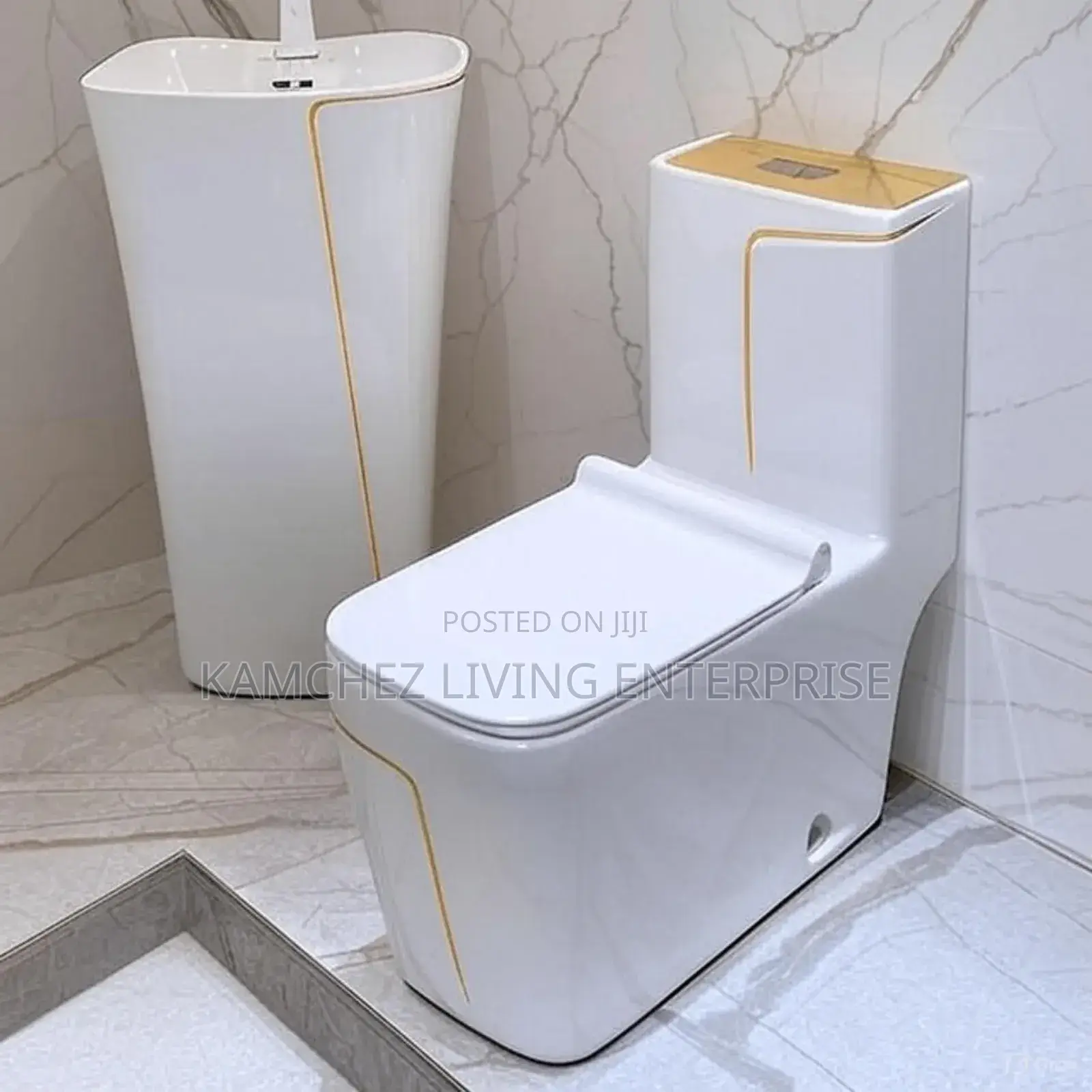 Luxe Modern Toilet Pedestal Sink Set