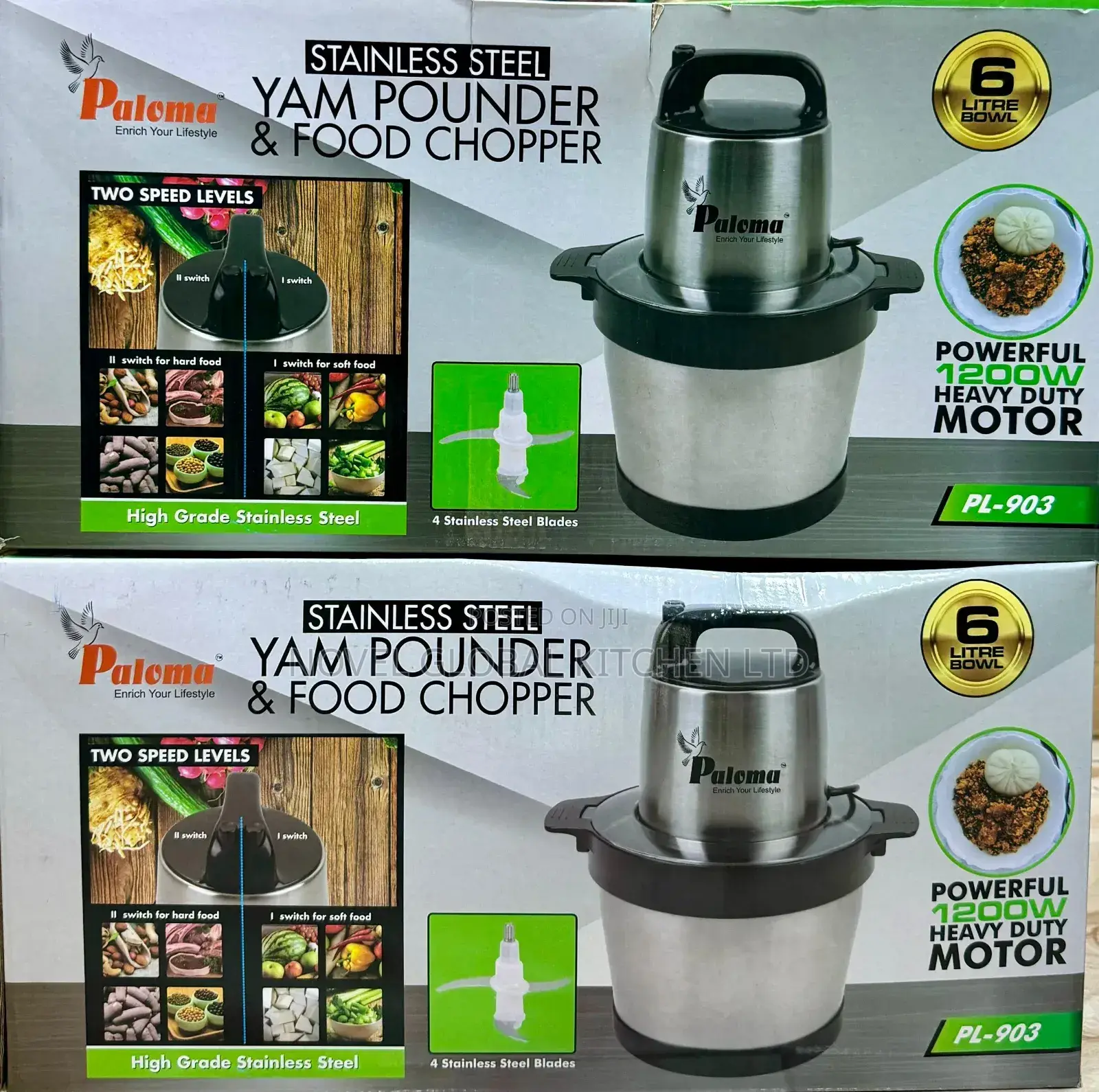 Paloma 6l Yam Pounder Food Chopper Pure Stainless Steel