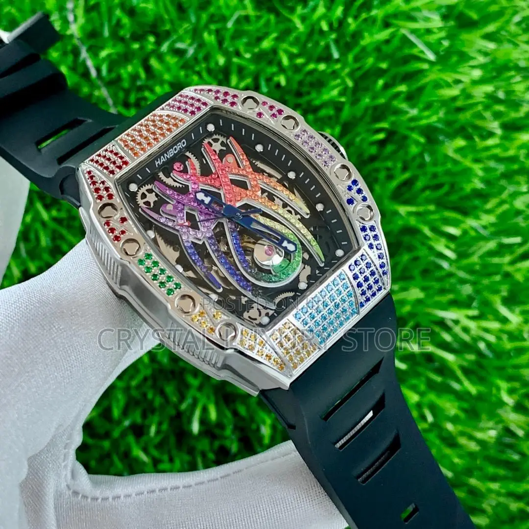 Hanboro Quality Luxury Men Rubber Strap Wristwatch