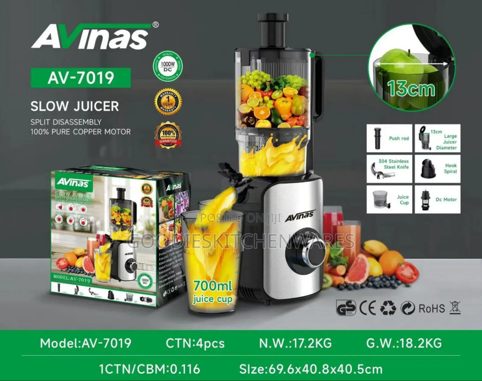 Avinas Slow Juicer With Big Mouth