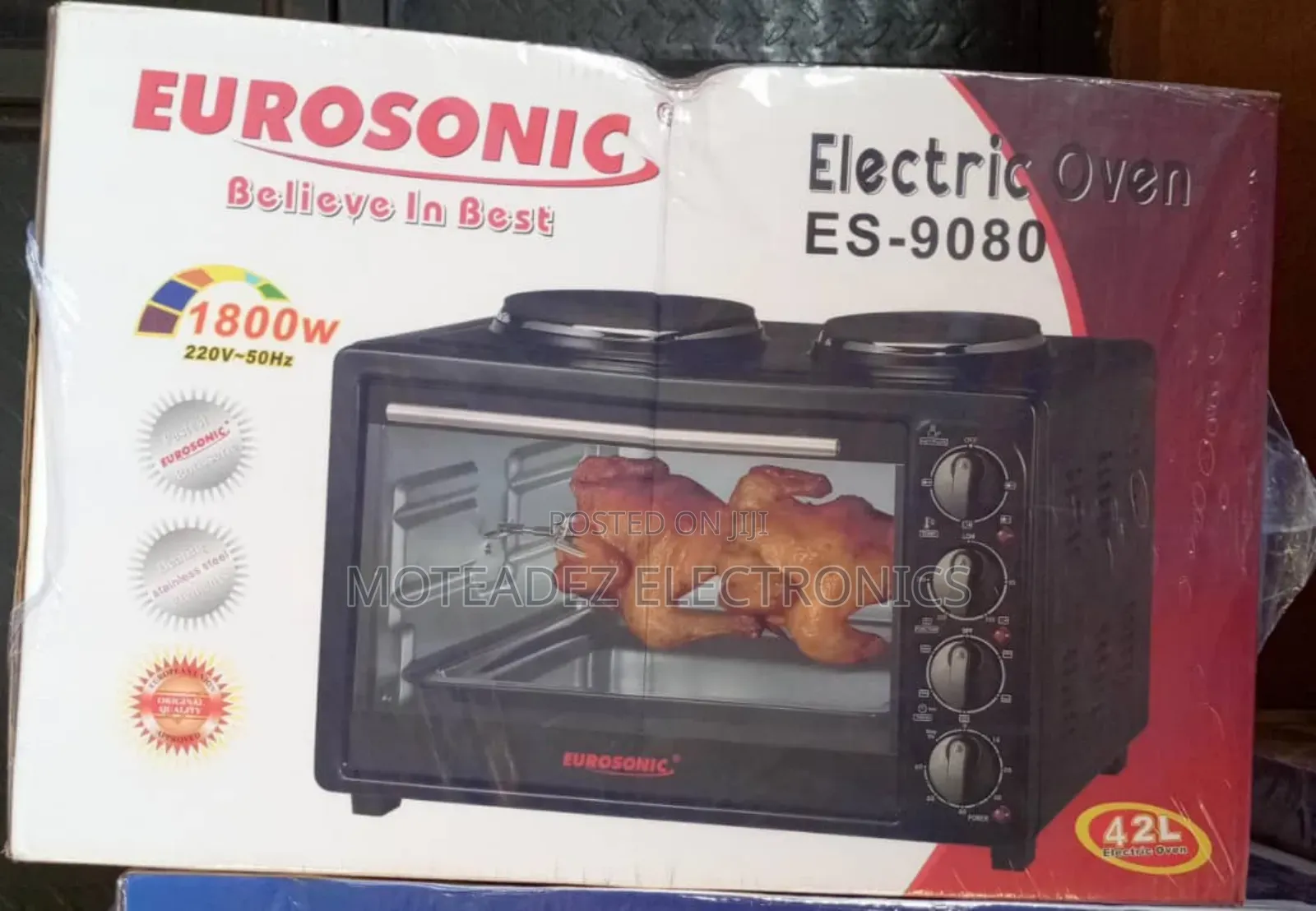 Eurosonic 42l Electric Oven, Toaster, Grill, With 2 Hotplate