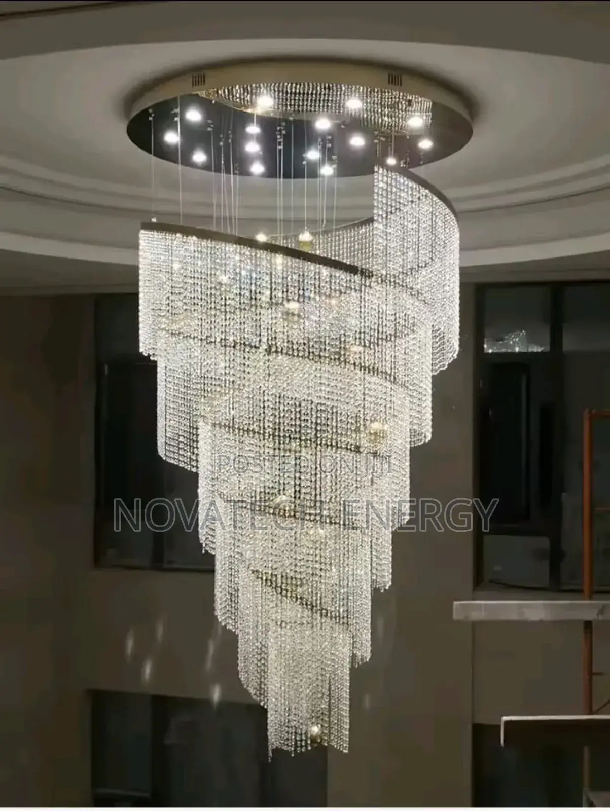 By 800mm Spiral Design Raindrops Crystal Chandelier Light