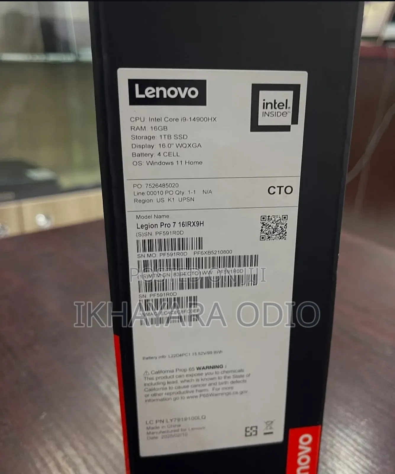 New Laptop Lenovo Legion 7 16GB Intel Core i9 SSD 1T