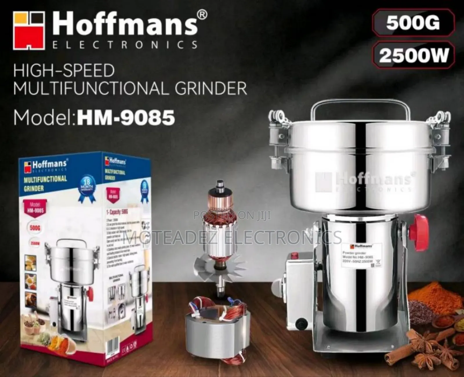 Hoffmans 500g (2500w) High Power Multipurpose Food/Spice Grinder