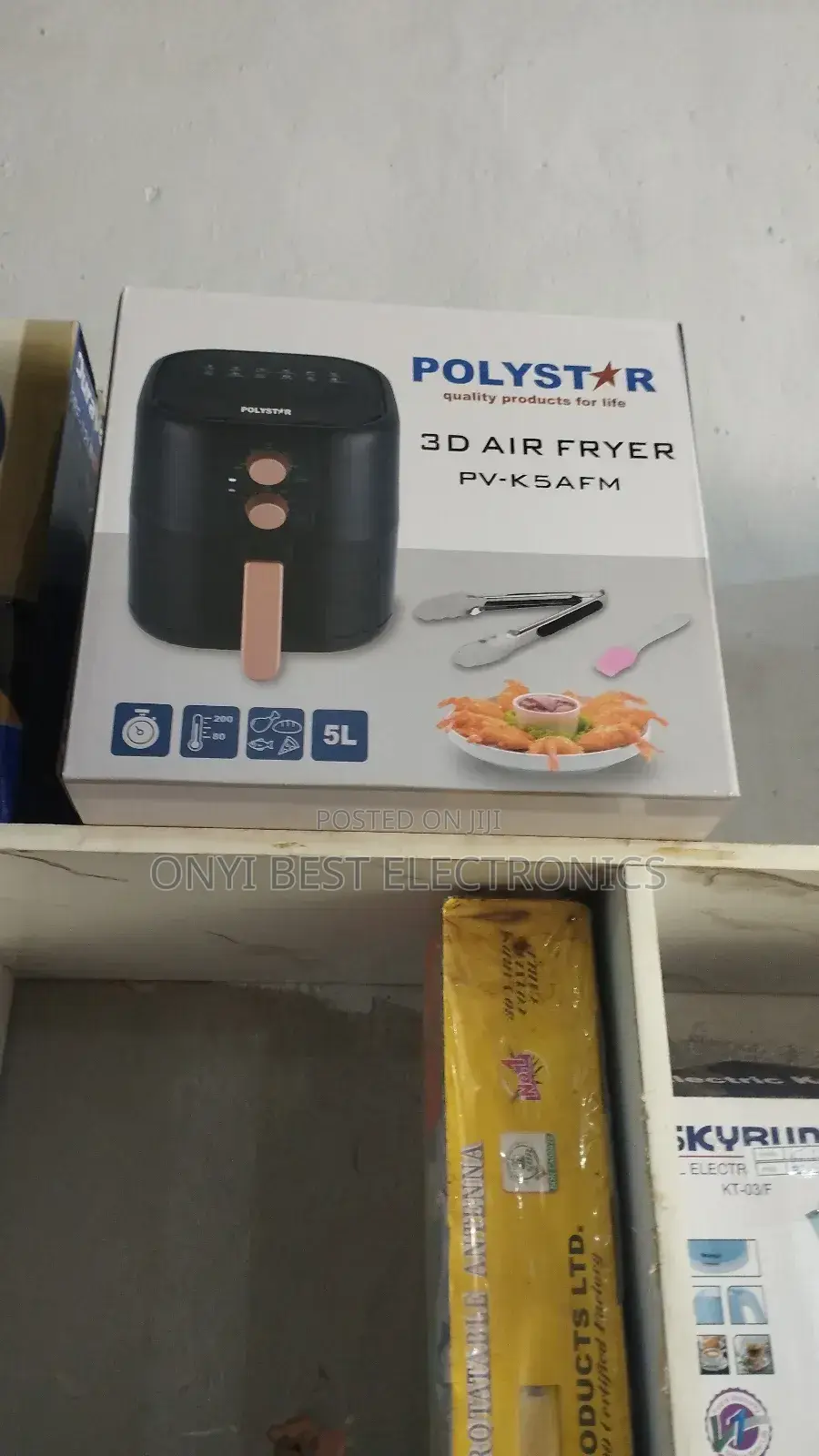 Polystar 5l Healthy Air Fryer 100% Copper Black | Pv-K5afm