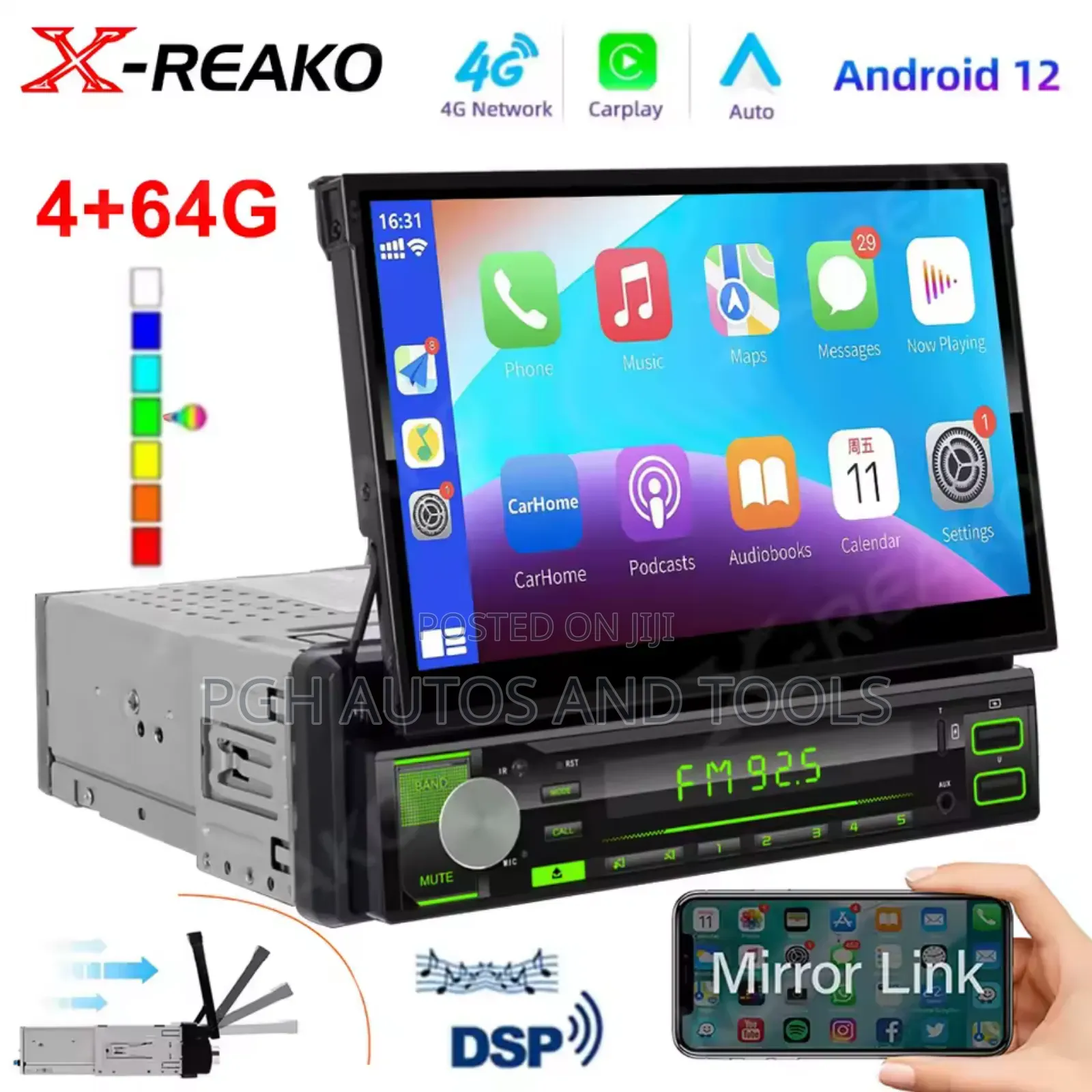 7" Retractable Screen Mp5 Player Car Radio Android