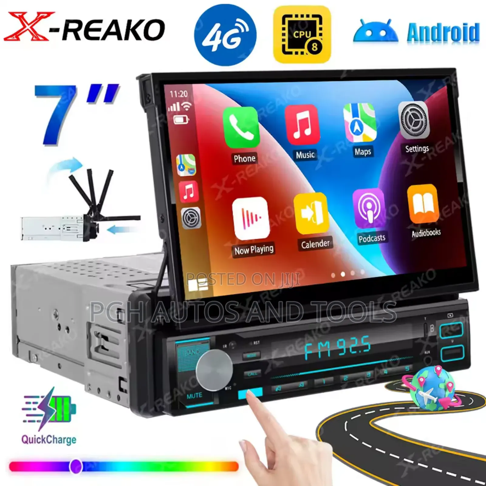7" Retractable Screen Mp5 Player Car Radio Android