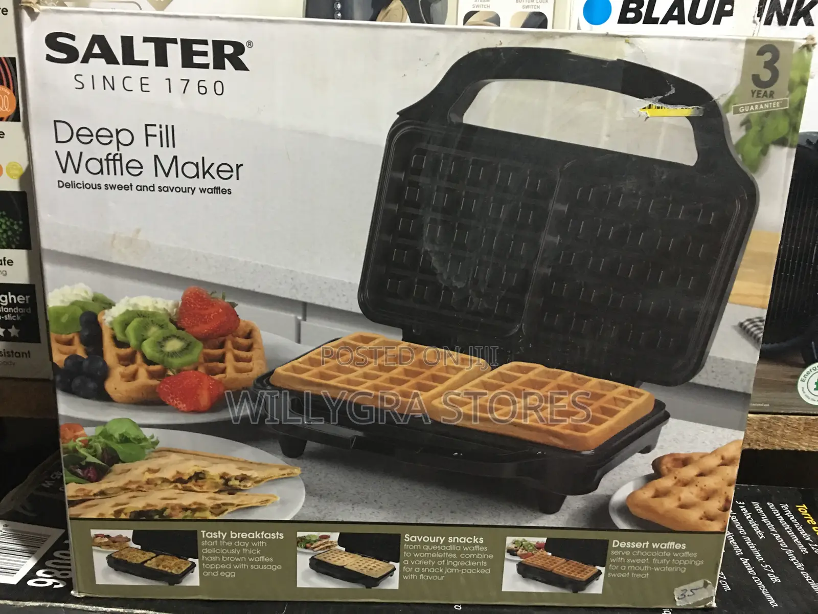 Salter Deep Fill Waffle Maker Iron With Non-Stick Plates