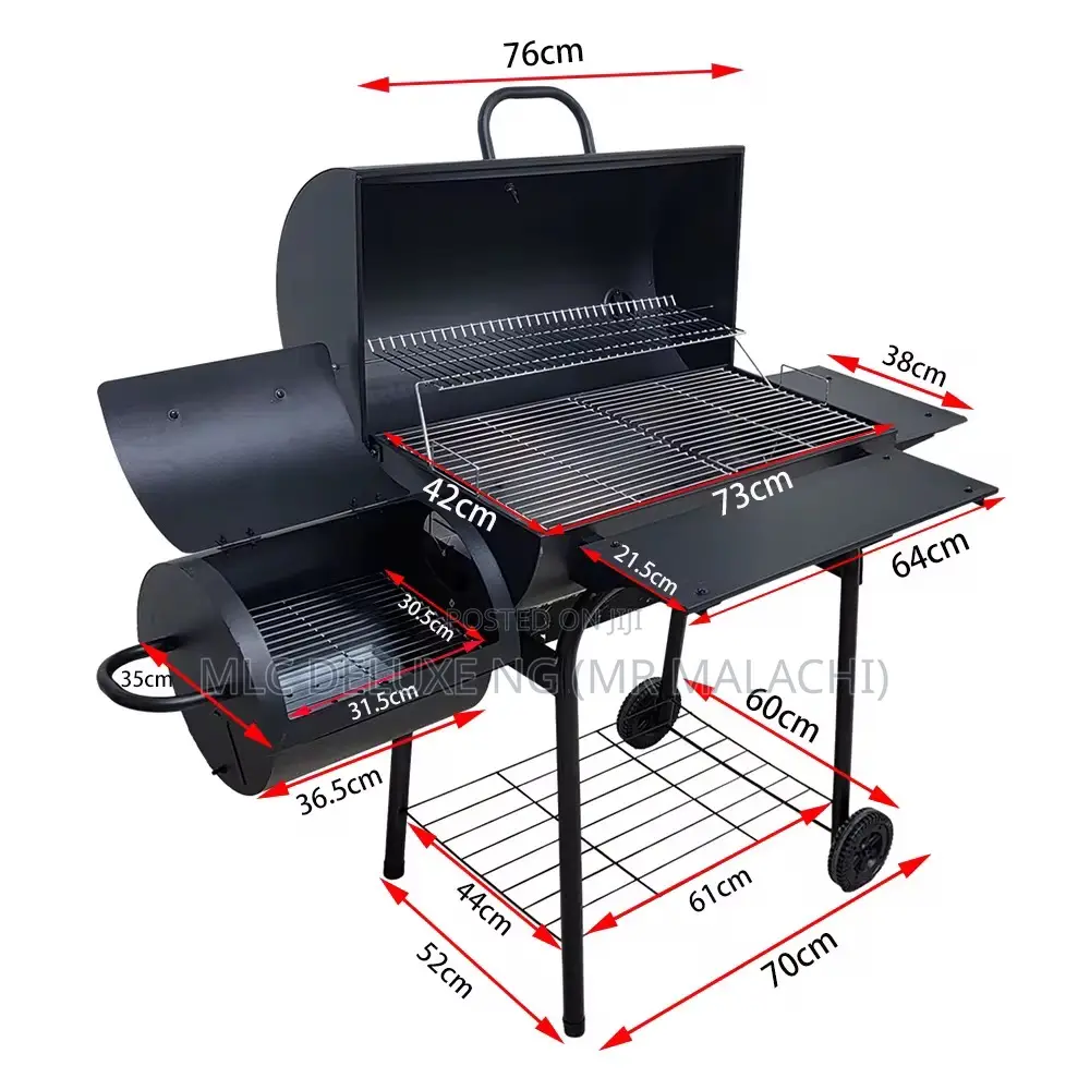 BBQ Griller and Side Smoker / Outdoor Smoker Grill