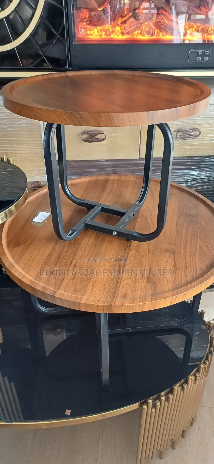Luxury Wood Top Coffee Table Set