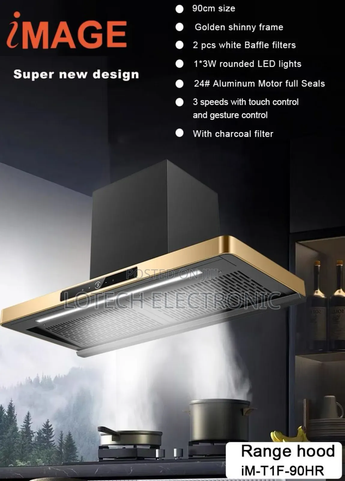 Im-Tif-90hr 90cm Range Hood
Powerful Suction–Removes Smoke