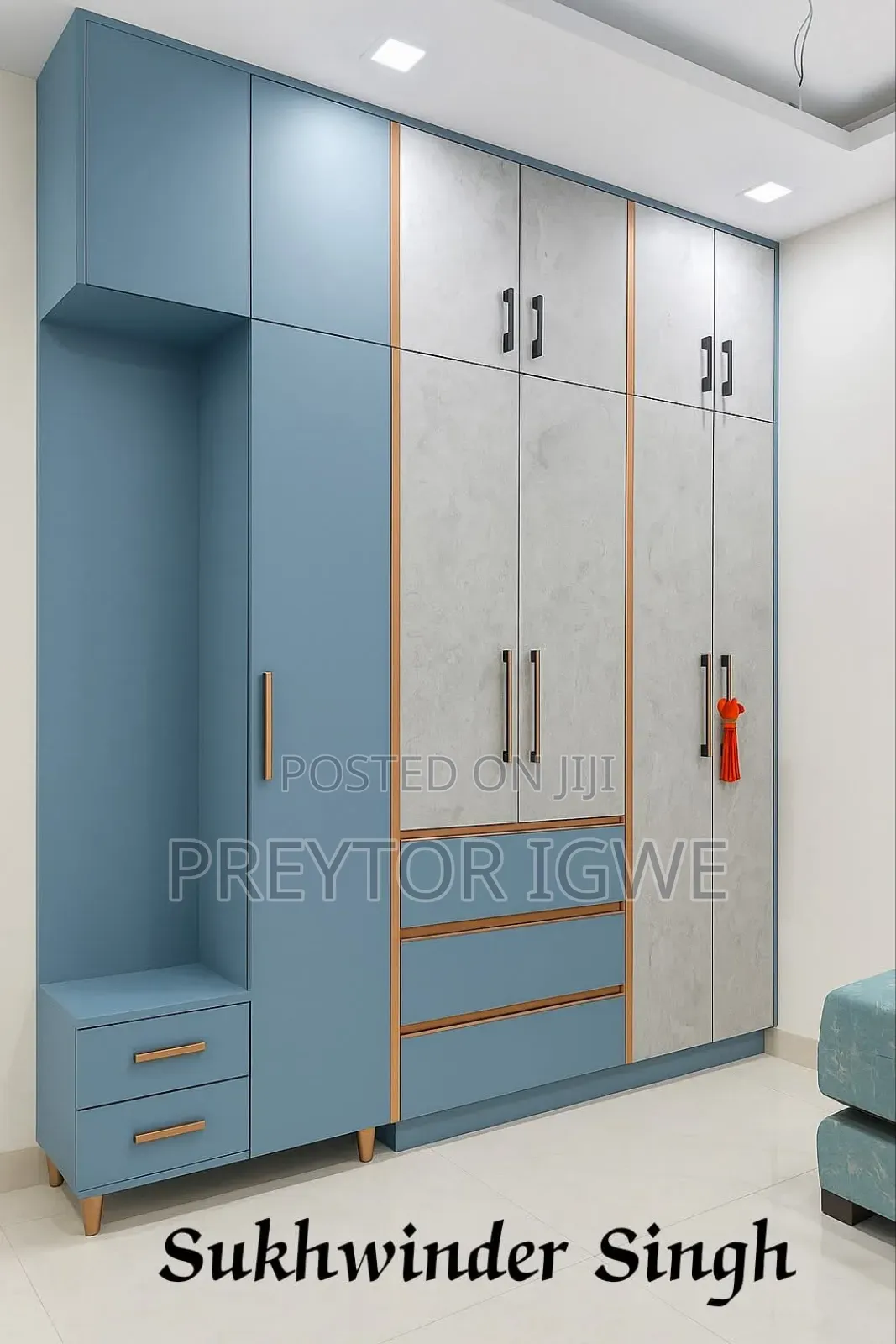 Modern Wardrobe With Mirror and Led Light