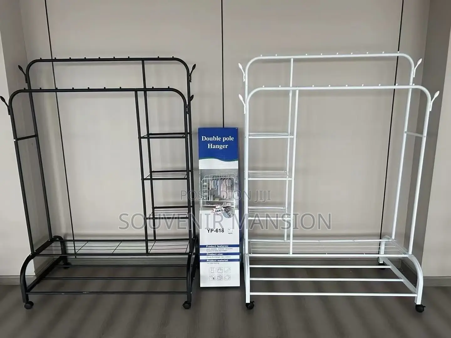 Double Garment Rack With Wheel Heavy Duty 58kg