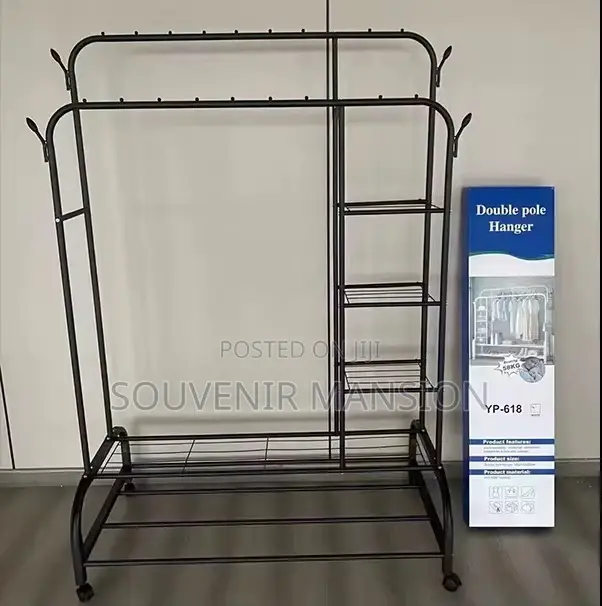 Double Garment Rack With Wheel Heavy Duty 58kg