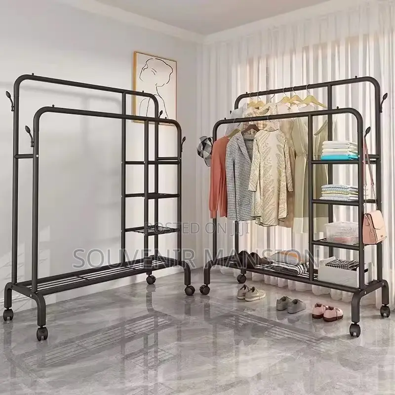 Double Garment Rack With Wheel Heavy Duty 58kg