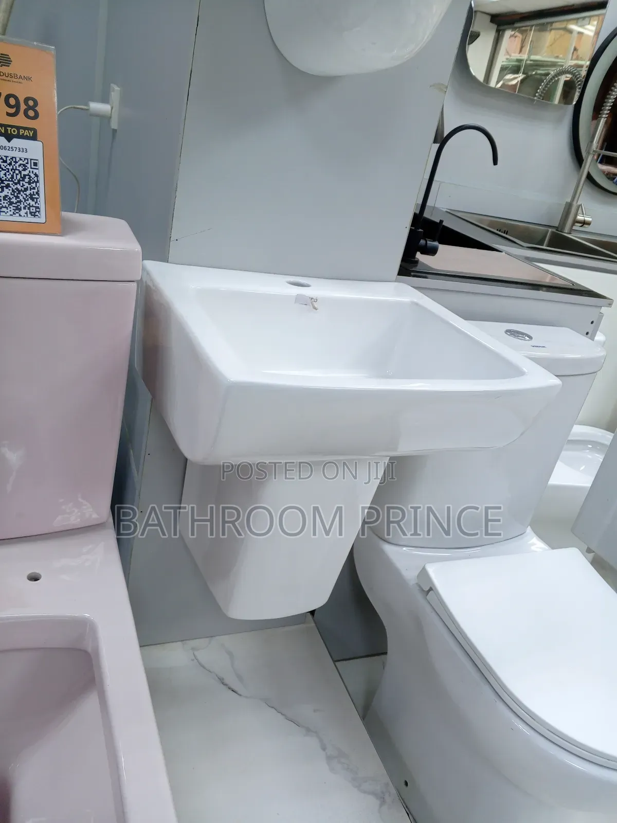 Square Wall Hung Basin and Pedestal