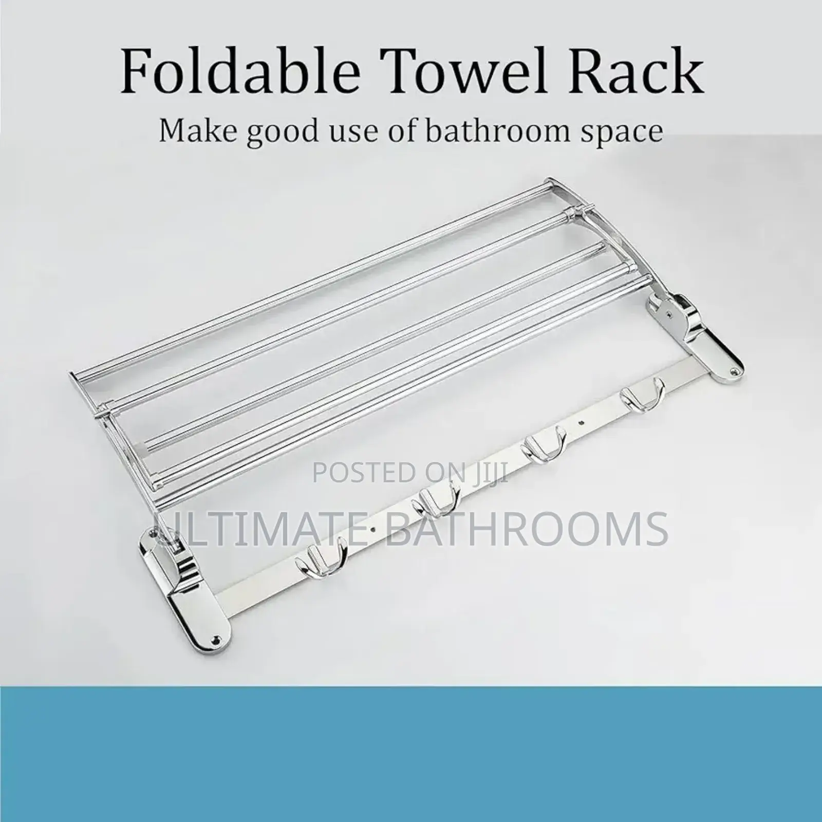 Foldable Stainless Steel 60cm Towel Rack With Hook