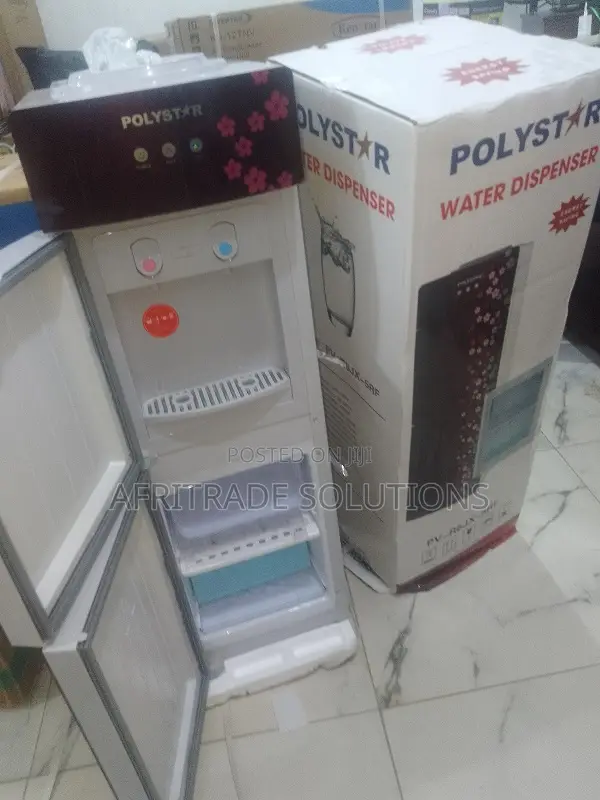 Polystar Sleek Twin‐Tank Water Dispenser W/ Fridge