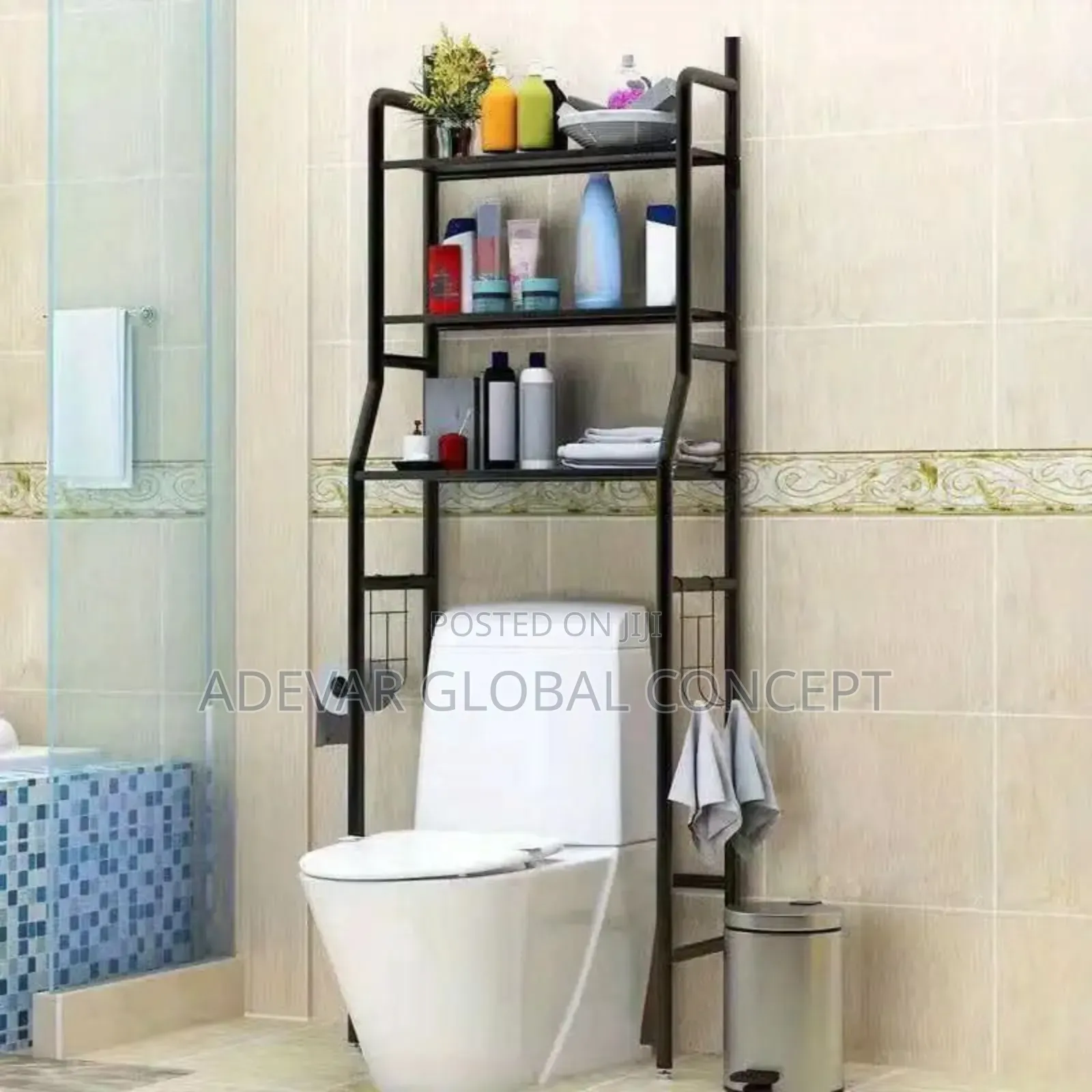 3 Layer Black Multi Bathroom Shelf Over the Toilet Rack