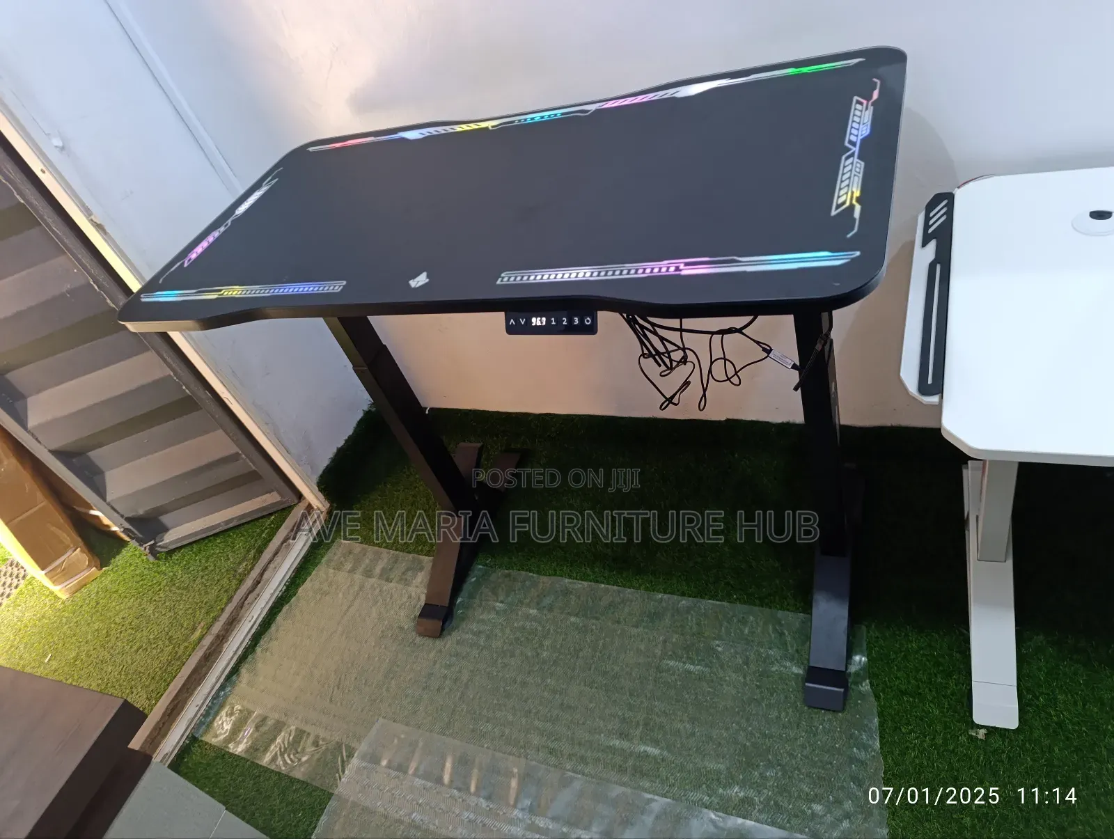 Electric Adjustable Height Desk With Led Lights