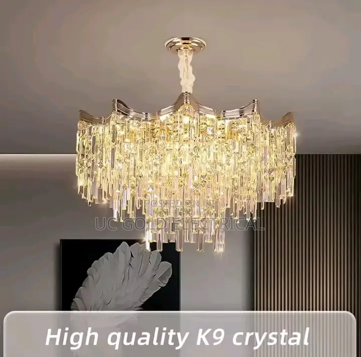 Gold Modern Crystal Chandeliers for Living Room Tier Hanging