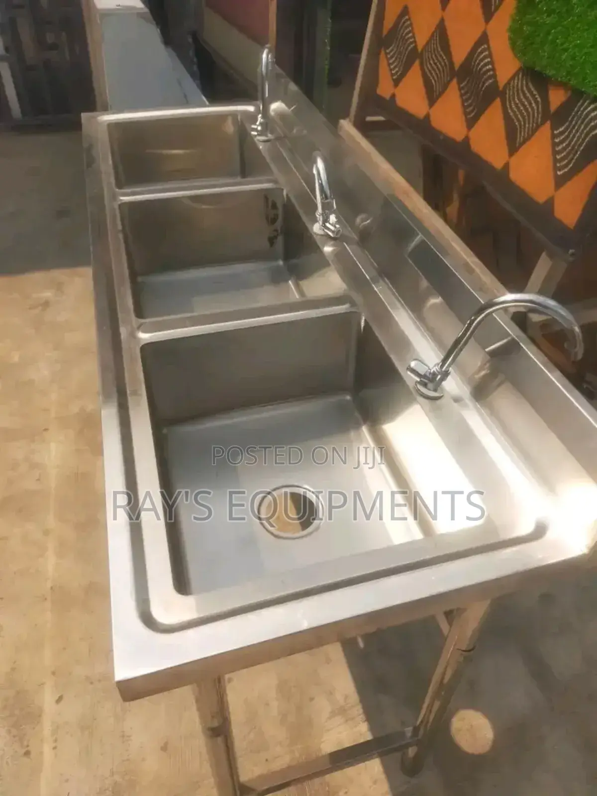 Tripple Bowl Industrial Sink