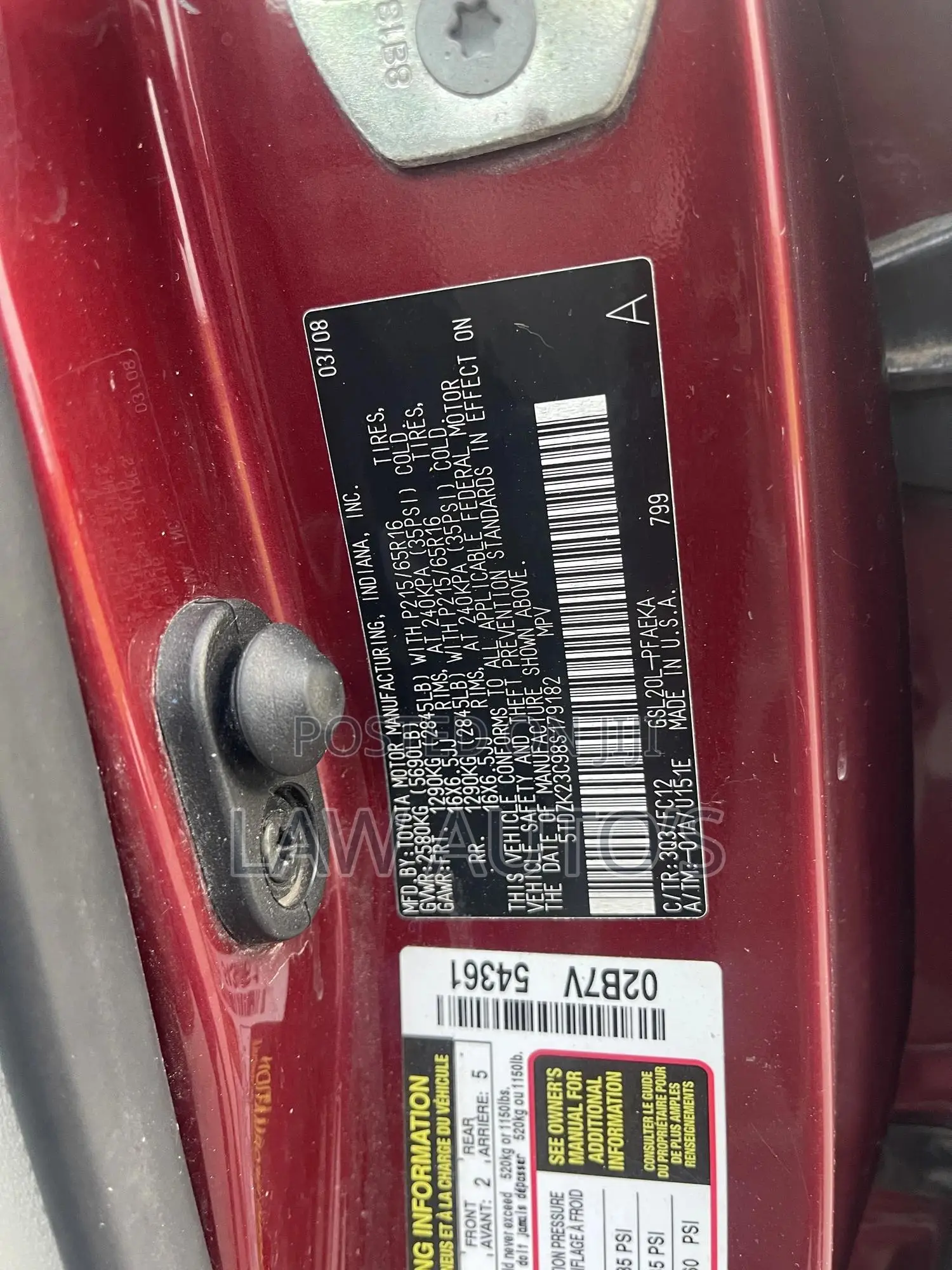 Toyota Sienna LE 2008 Red